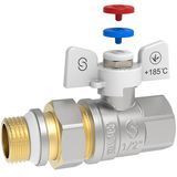 Кран шаровый с американкой прямой (бабочка белая) Standard (вн.-нар.) Ду 15