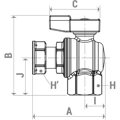 Кран кульовий кутовий з накидною гайкою Giacomini R781P-1 Ду 15