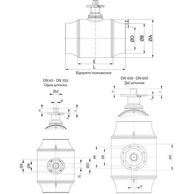 Кран кульовий під привід тип RB JiP-WW Danfoss PN25 Ду 150/125