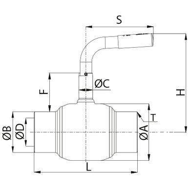 Кран кульовий тип RB JiP-WW Danfoss PN25 Ду 65/50