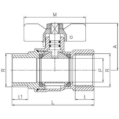 Кран кульовий газовий різьбовий тип 3515 Genebre (вн.-зов.) Ду 15