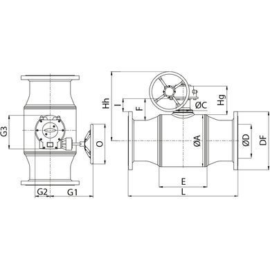Кран шаровой с редуктором тип RB JiP-FF Danfoss PN16 Ду 150/125