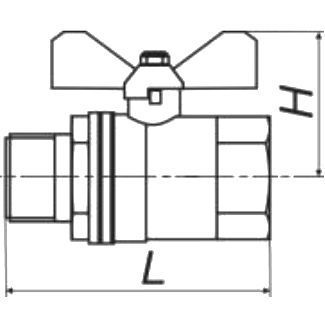 Кран кульовий різьбовий (метелик) MS (вн.-зов.) Ду 15