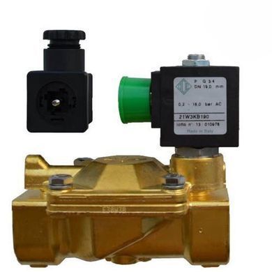 Клапан электромагнитный ODE 21W3KB190 непрямого действия НЗ 3/4", 12V переменный ток