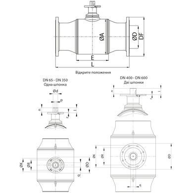 Кран шаровой под привод тип RB JiP-FF Danfoss PN16 Ду 400/300