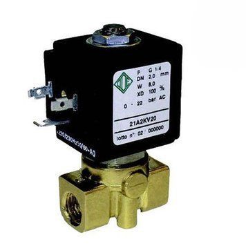 Клапан электромагнитный ODE 21A2KV25 прямого действия НЗ 1/4", 12V переменный ток