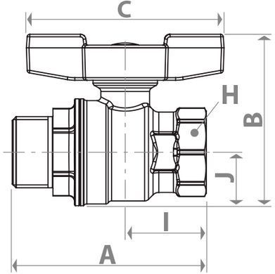Кран кульовий газовий різьбовий (метелик) Giacomini R734GA (вн.-зов.) Ду 15
