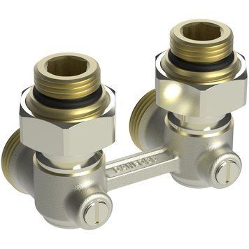 Узел нижнего подключения с ниппелями и евроконусом угловой RLV-KB Danfoss Ду 20x15 (G &frac34;&rsquo;'x&frac12;&rsquo;')