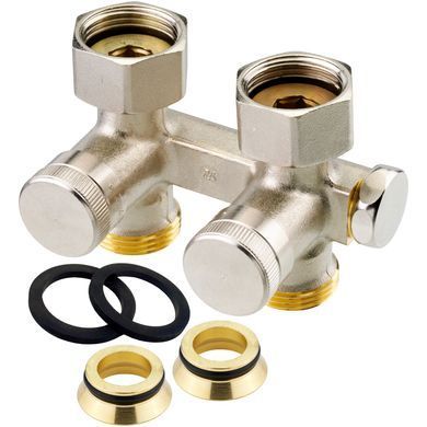 Узел нижнего подключения со сливом и наполнением прямой RLV-K Danfoss Ду 20x20 (G &frac34;&rsquo;'x&frac34;&rsquo;')