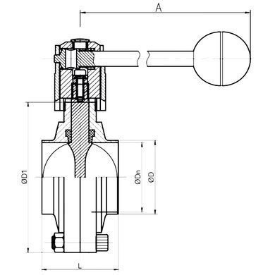 Затвор Баттерфляй пищевой AISI 304 (DIN) NBR Ду 25 (&Oslash; 28 мм) под приварку