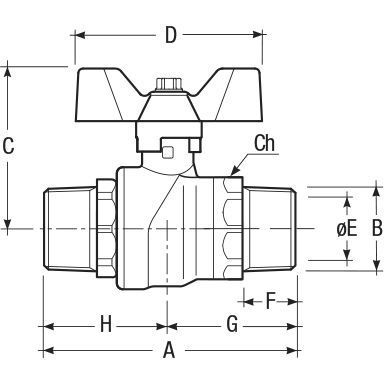 Кран кульовий різьбовий F.I.V. Evolution (зов.-зов.) Ду 15