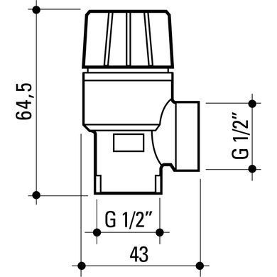 Клапан запобіжний латунний EMMETI Sicura (1.8 bar) Ду 15