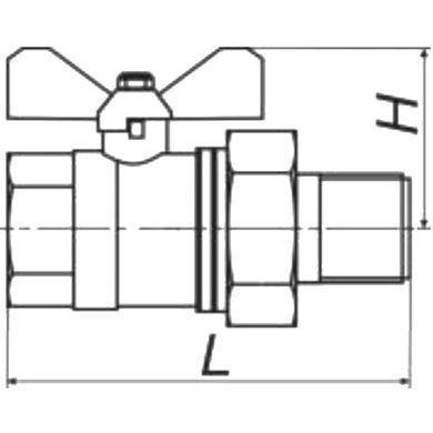 Кран кульовий з американкою MS (вн.-зов.) Ду 15