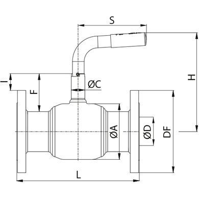 Кран шаровый тип RB JiP-FF Danfoss PN16 Ду 150/125