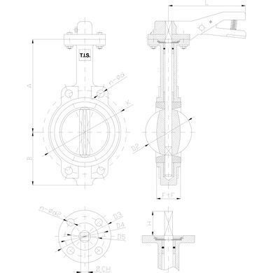 Затвор Баттерфляй D104 з чавунним диском (EPDM) T.I.S. Ду 40